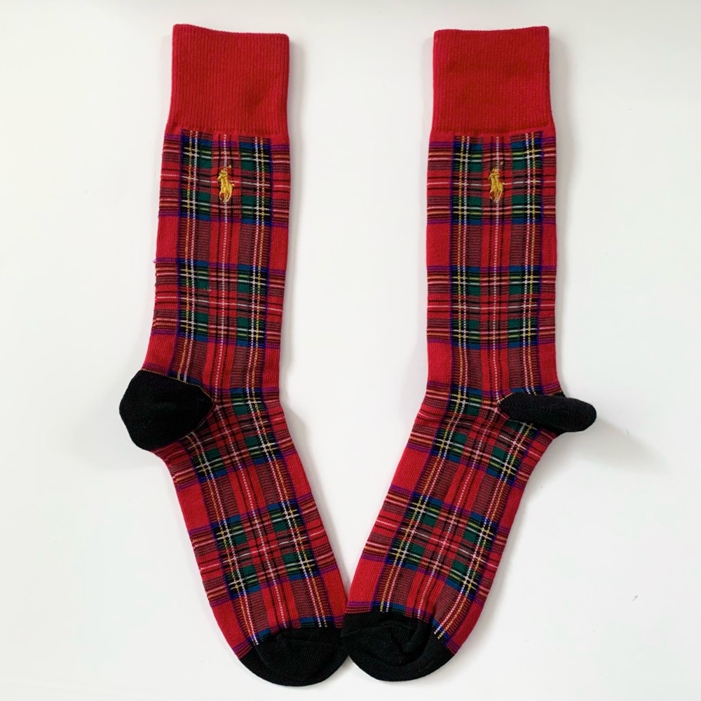 New Ralph Lauren Red plaid long socks